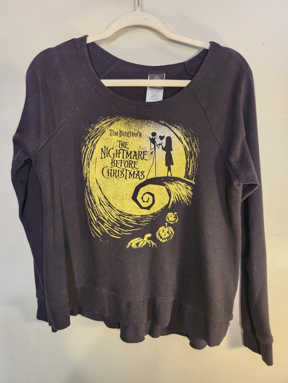 Disney The Nightmare Before Christmas Black Long Sleeve Tee with Yellow Graphic